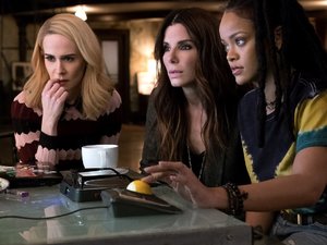 SARAH PAULSON as Tammy, SANDRA BULLOCK as Debbie Ocean and RIHANNA as Nine Ball in Warner Bros. Pictures' and Village Roadshow Pictures' "OCEANS 8," a Warner Bros. Pictures release.
