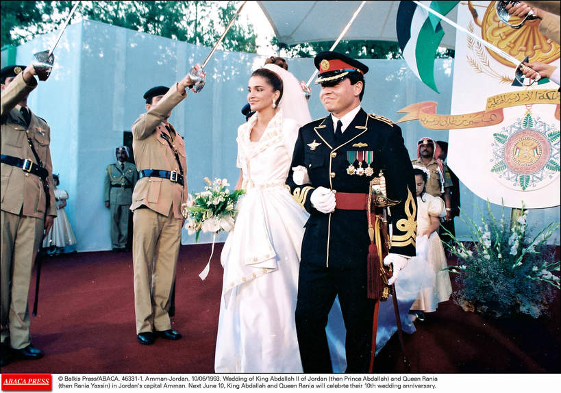 Amman, Jordania. 10.06.1993. Ślub króla Jordanii Abdullaha II (wtedy księcia Abdullaha) i królowej Ranii (wtedy Rania Yassin)