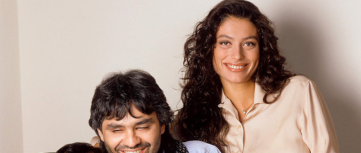 Andrea Bocelli and first wife, Enrica Cenzatti with their son Amos, 1997
