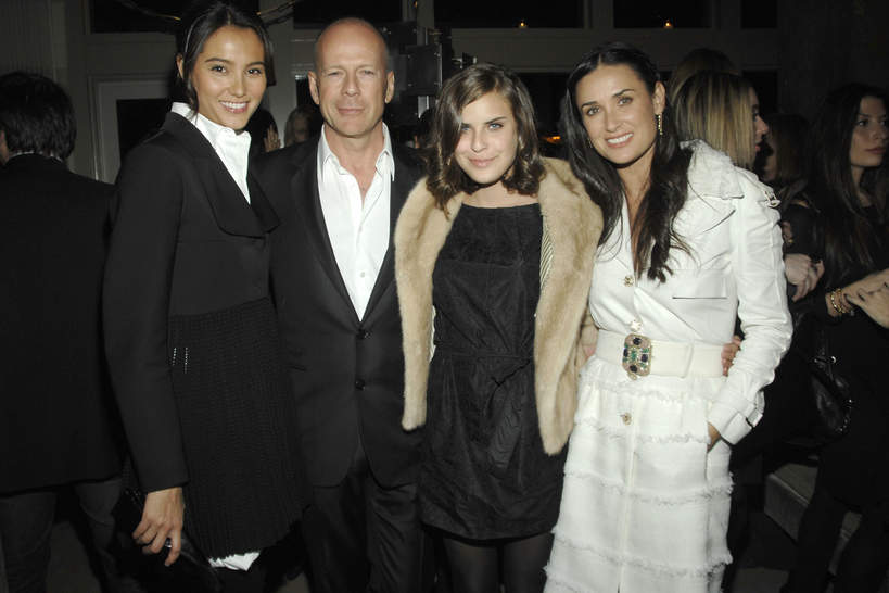 Emma Heming, Bruce Willis, Tallulah Willis i Demi Moore, 2008