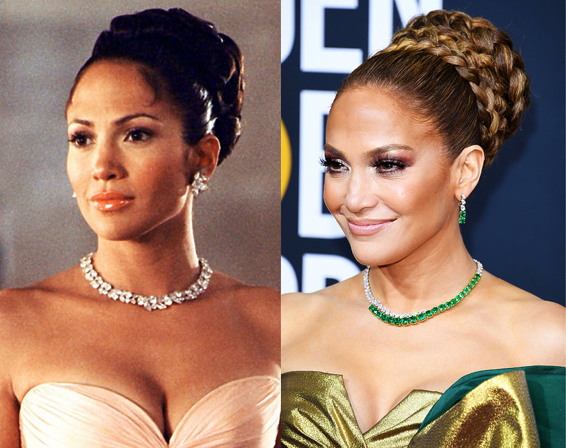 Jennifer Lopez na Złotych Globach w identycznej fryzurze jak w filmie Pokojówka na Manhattanie