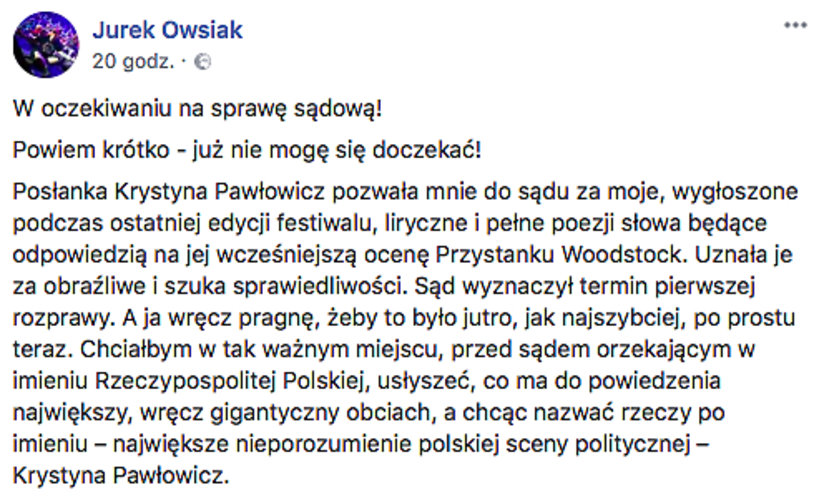 Jerzy Owsiak, Krystyna Pawłowicz