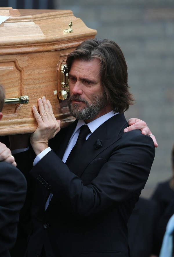 Jim Carrey, pogrzeb Cathriona White, 28.09.2015 rok
