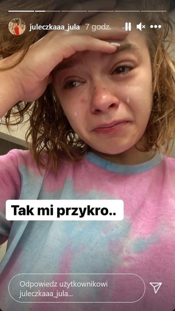 Julia Wróblewska zalana łzami obwinia się o tragiczny wypadek. 