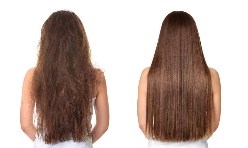 keratywnowe prostowanie włosów przed i po