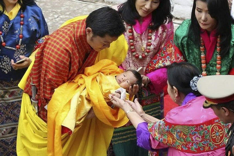  King Jigme Khesar Namgyal Wangchuck of Bhutan and his wife Queen Jetsun Pema and their son prince Jigme Namgyel Wangchuck, 2016
