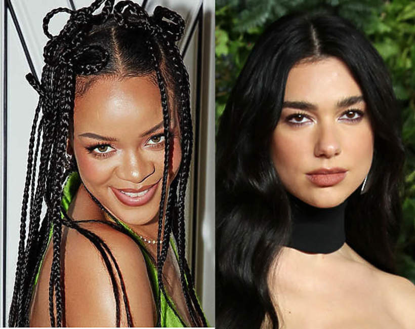 kolorowe włosy stemple Dua Lipa i Rihanna