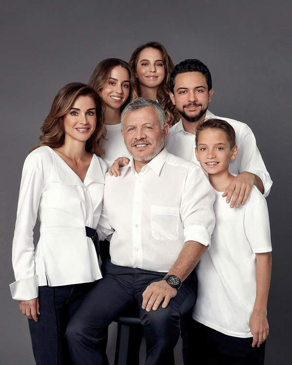 Król Abdullah II, Królowa Rania, z dziećmi, 2019 rok