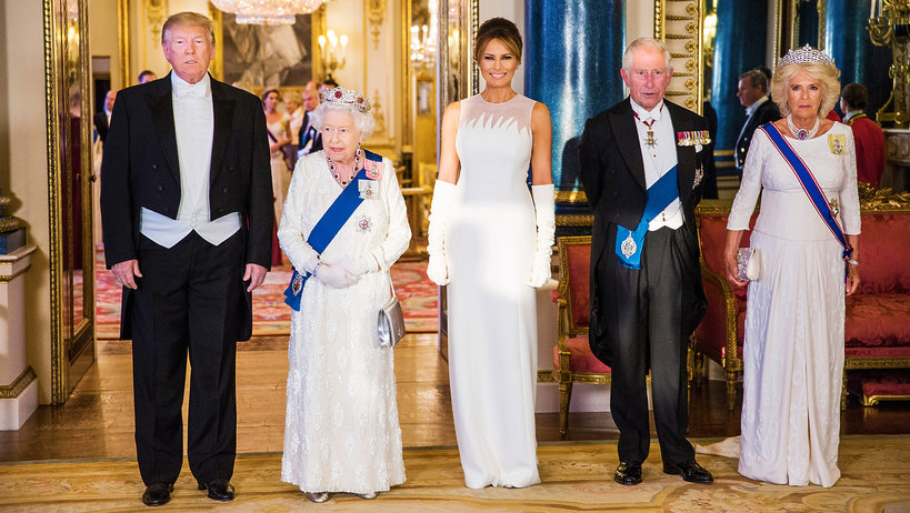 królowa Elżbieta II, Melania Trump, Donald Trakrólowa Elżbieta II, Donald Trump, Melania Trump, książę Karol, księżna Camilla
