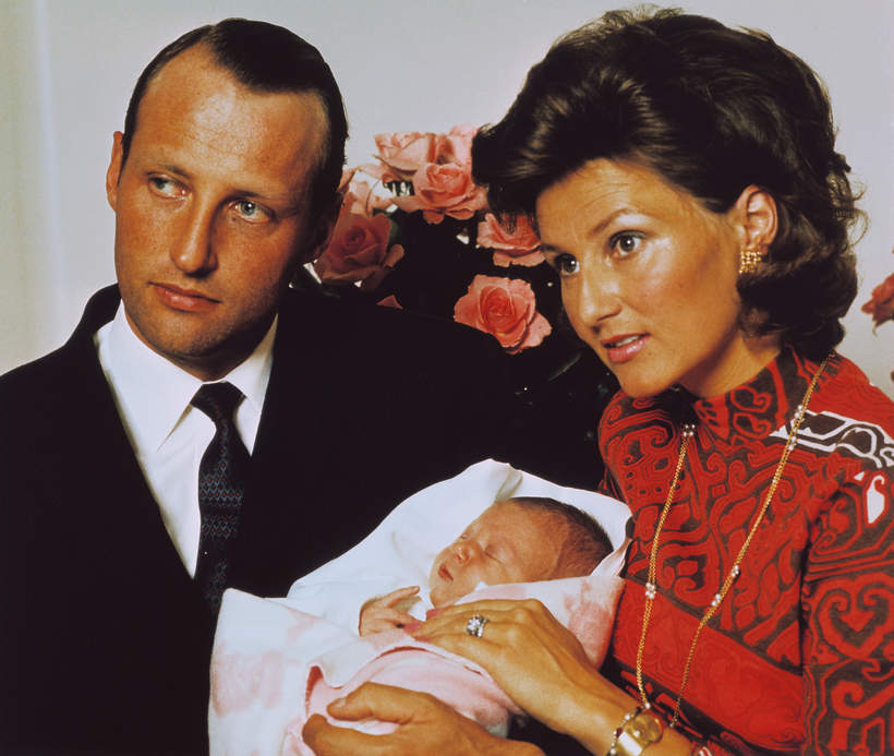 Książę Harald i księżna Sonja z córką Marią Luizą