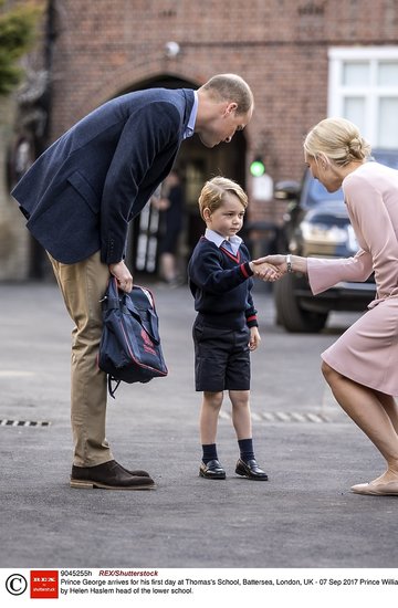 Książę William i książę George pierwszego dnia szkoły