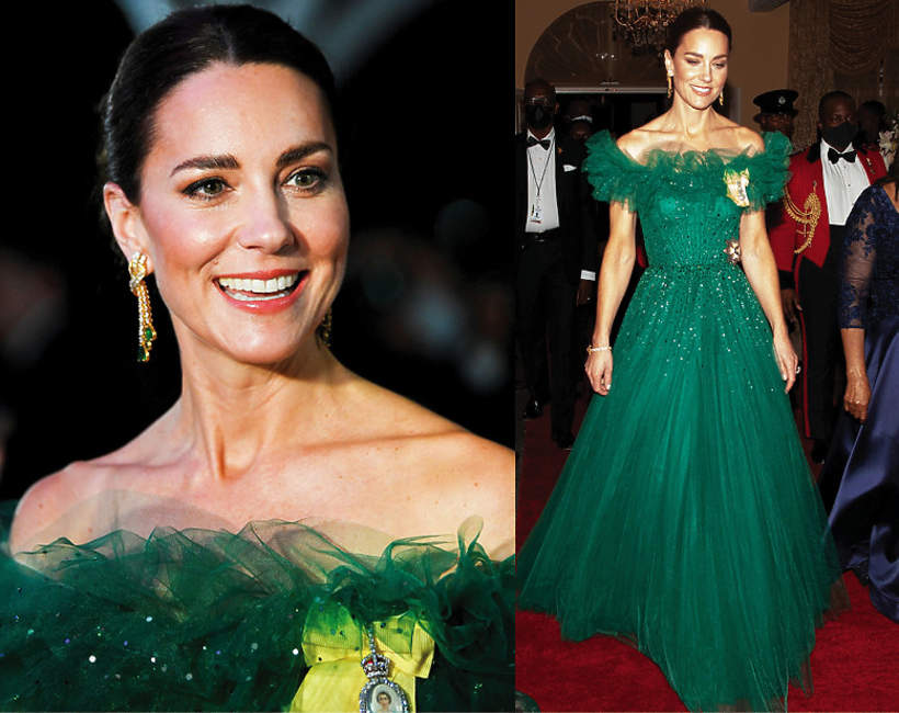 księżna Kate w zielonej sukni Jenny Packham
