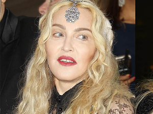 Madonna w opasce na głowie i Beata Kozidrak w czarnej sukience