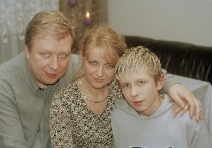 Marek Sierocki z żoną Urszulą i synem Maciejem, Warszawa 2000 rok
