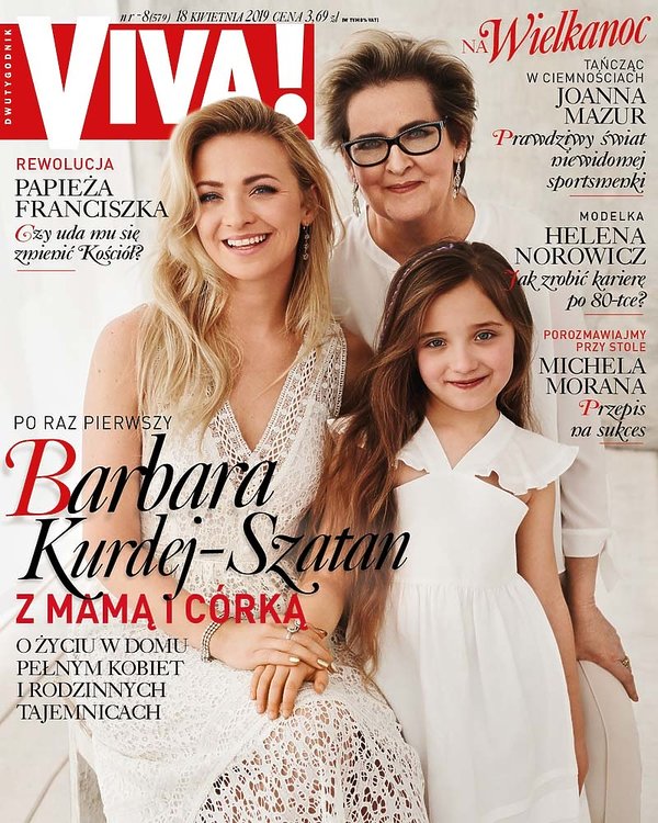 okładka lekka, Barbara Kurdej-Szatan, Basia Kurdej-Szatan z mamą i córką, Viva! 8/2019