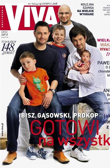 Piotr Gąsowski, Marcin Prokop i Krzysztof Ibisz z dziećmi na okładce magazynu Viva!