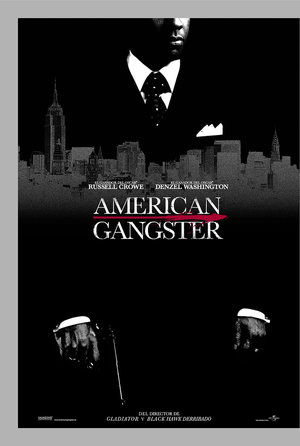plakat filmu American Gangster. Ridley Scott, Denzel Washington