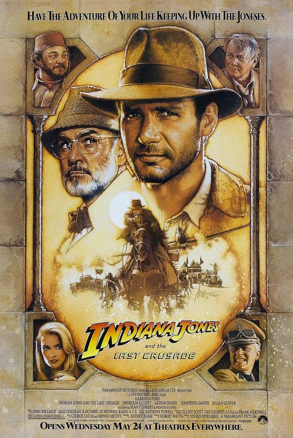 plakat filmu Indiana Jones i Ostatnia krucjata. Steven Spielberg