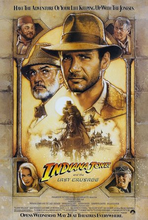 plakat filmu Indiana Jones i Ostatnia krucjata. Steven Spielberg