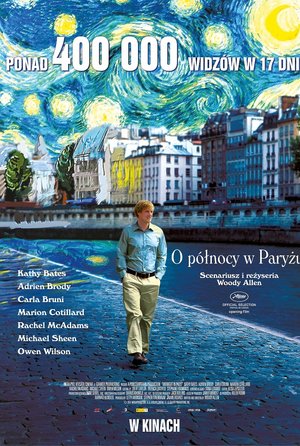 plakat filmu O północy w Paryżu. Woody Allen
