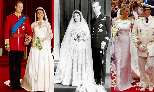 Śluby królewskie, ślub Kate i Williama, ślub księżnej Charlene i księcia Alberta, królowa Elżbieta II ślub