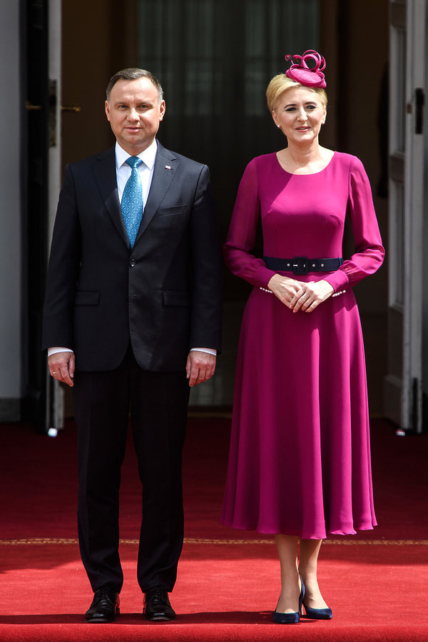 stylizacje, Agata Duda, czerwiec 2019, wizyta japońskiej pary książęcej w Polsce