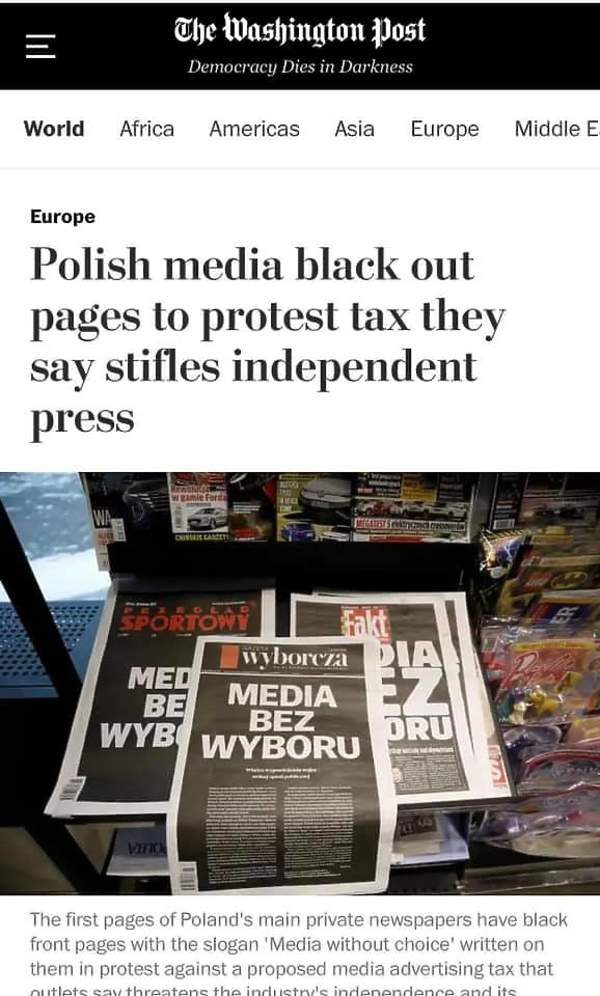 Światowe media komentują protesty w Polsce the washington post