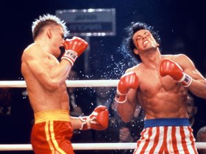 zdjęcie z filmu Rocky 4. Sylvester Stallone, Dolph Lundgren