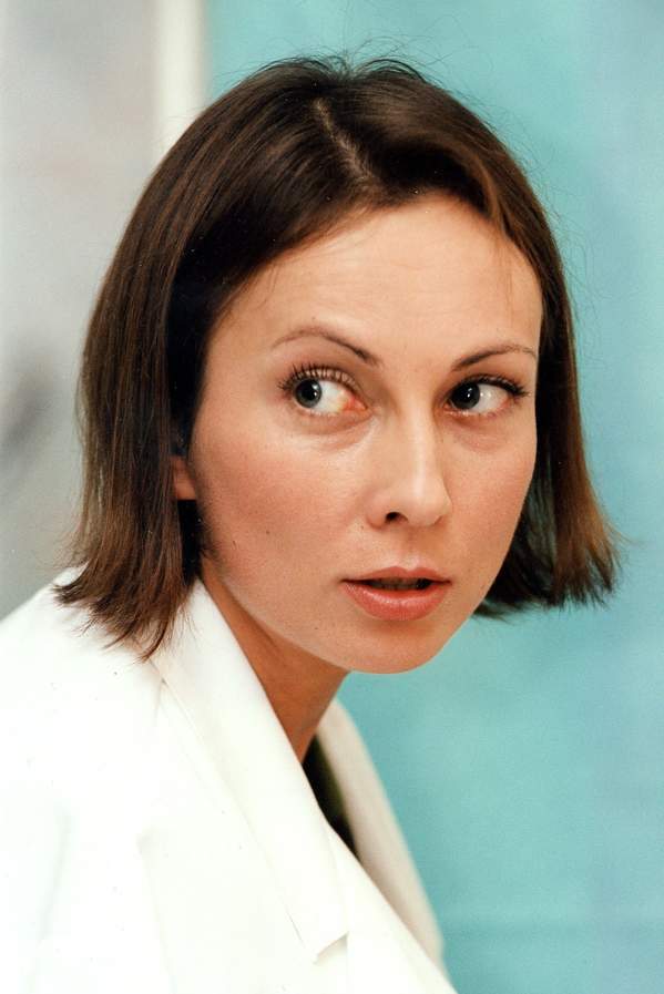 Agnieszka Czekańska na planie serialu „Klan”, 2001 rok