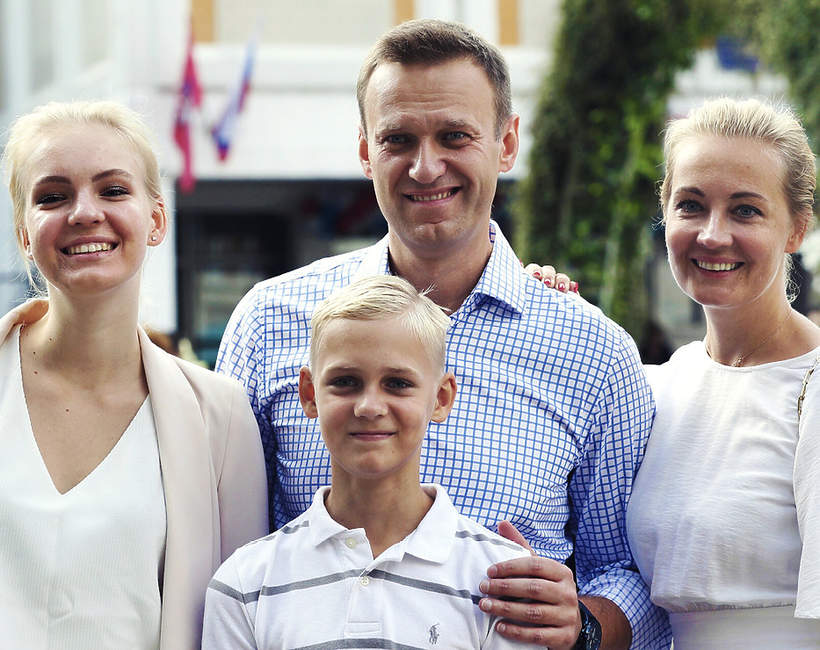 Aleksiej Nawalny, rodzina, z rodziną, jamnik otwarciowy