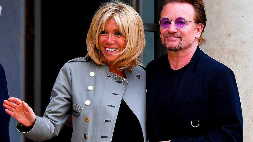 Brigitte Macron, Bono, Brigitte Macron przyjmuje Bono w Paryżu
