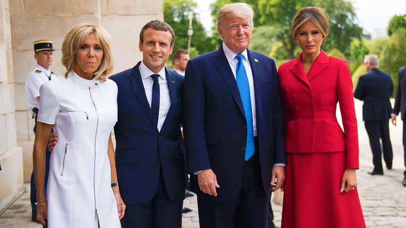 Brigitte Macron, Donald Trump, Emmanuel Macron, Malenia Trump, wpadka Donalda Trumpa z Birgitte Macron