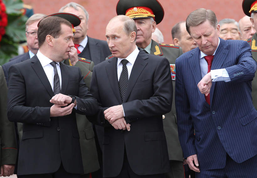 Dmitry Medvedev, Władimir Putin, Sergey Ivanov, Moskwa, Rosja, 22.06.2013 rok 