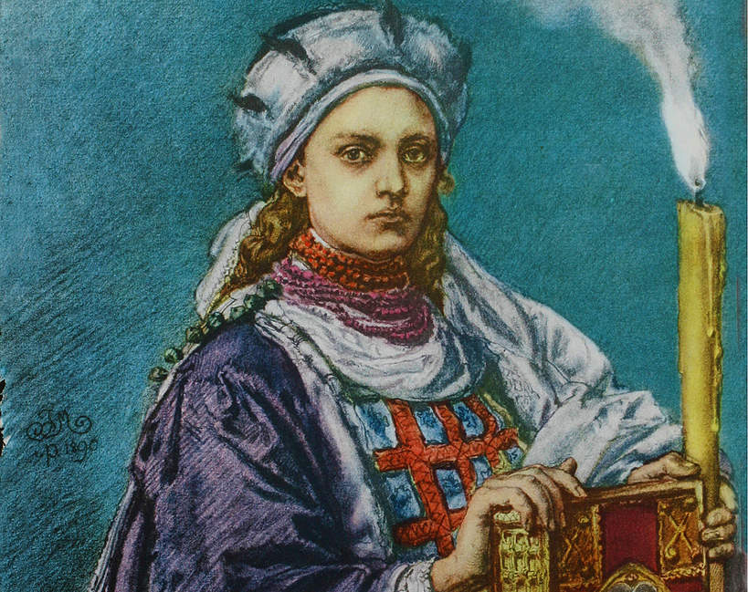 Dobrawa, żona Mieszka I. Obraz Jana Matejki, reprodukcja
