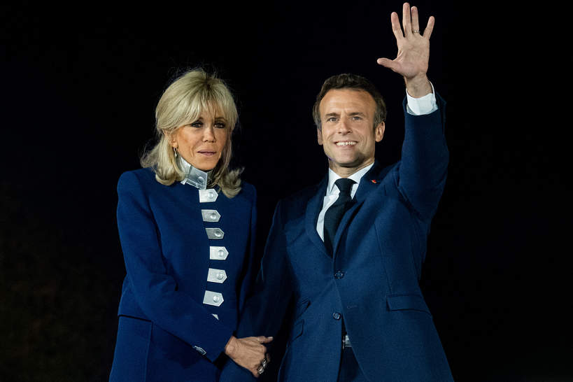 Emmanuel Macron, Brigitte Macron, Paryż, Francja, 24.04.2022 rok