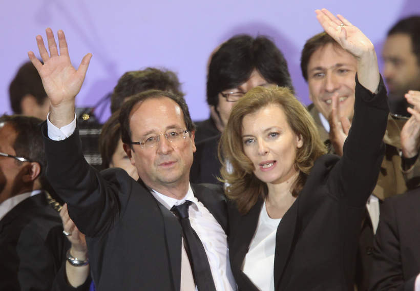 Francois Hollande, Valerie Trierweiler po wygranych wyborach prezydenckich, Paryż, Francja, 06.05.2012 rok