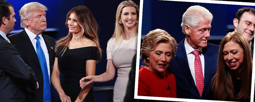 Hillary Clinton i Donald Trump z rodzinami podczas debaty