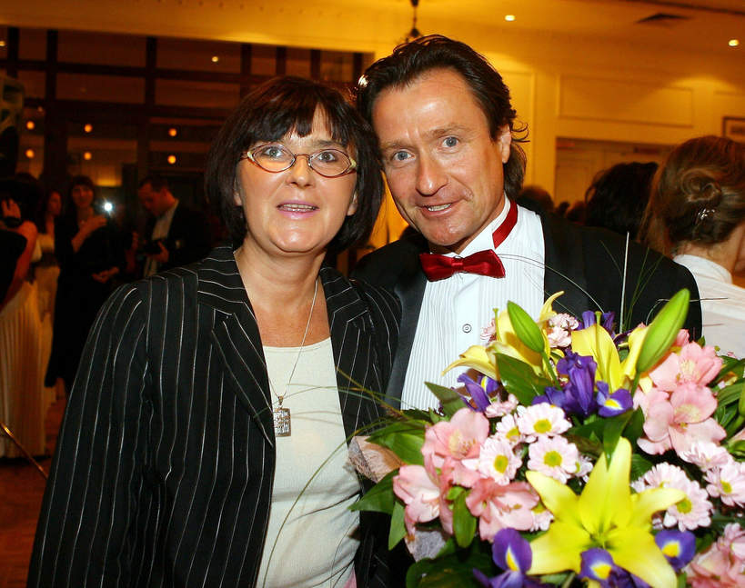 Jacek Kawalec z żoną Joanną, impreza z okazji 95 urodzin Ireny Kwiatkowskiej, 17.09.2007 Warszawa, Hotel Bristol