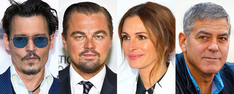 Johnny Depp, Leonardo DiCaprio, Julia Roberts, George Clooney