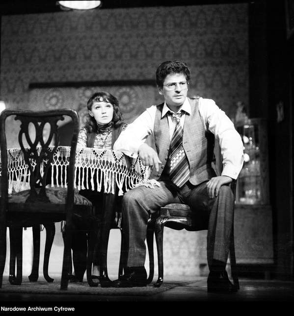 Jolanta Zykun (Ariadna), Gabriel Nehrebecki (Jegor), spektakl „Gniazdo głuszca”, Teatr Nowy - Warszawa, około 1980 roku