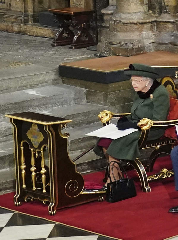Królowa Elżbieta II na mszy dziękczynnej za życie księcia Filipa, 29.03.2022