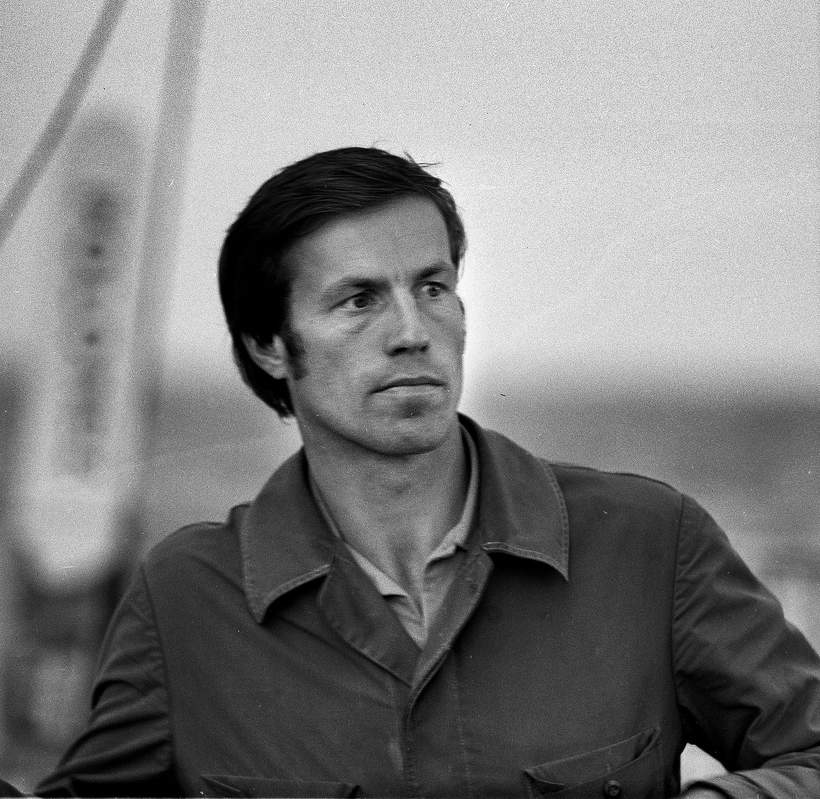 Krzysztof Baranowski na pokładzie jachtu „Polonez”, przygotowania do samotnego rejsu dookoła świata, wrzesień 1971 roku 