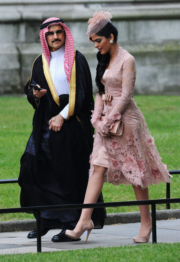 Książę Al-Waleed bin Talal, księżniczka Ameerah Al-Taweel, ślub Williama i Kate, Londyn, Wielka Brytania, 29.04.2011 rok