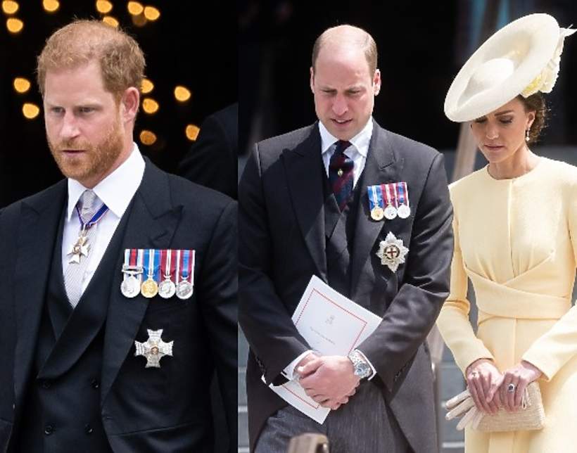 Książę Harry, książę William i księżna Kate, jamnik
