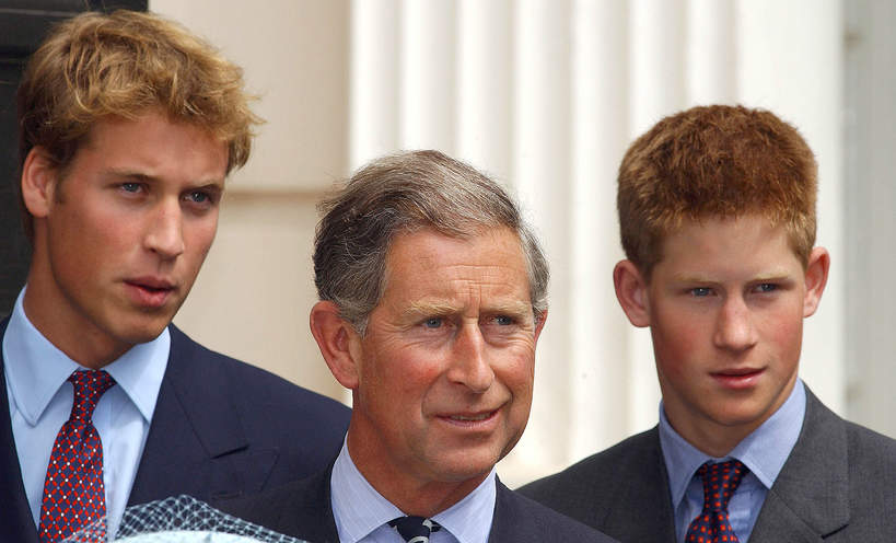 Książę William, książę Karol i książę Harry, 101. urodziny Królowej Matki, 2001 rok