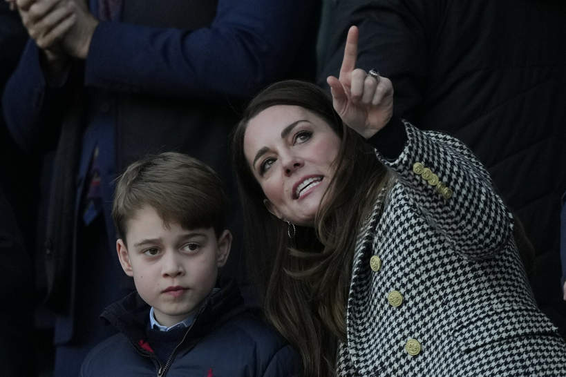 Książę William, księżna Kate i książę George na meczu rugby, 26.02.2022, stadion Twickenham, Londyn