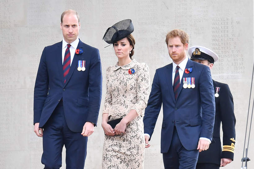 Książę William, księżna Kate, książę Harry, Thiepval, Francja, 01.07.2016 rok