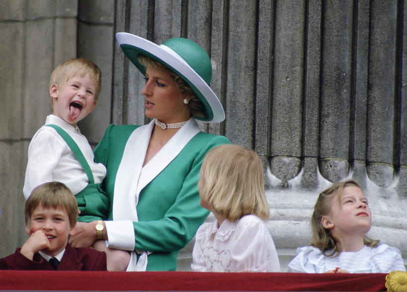 Księżna Diana, książę William i książę Harry, 11.06.1988 