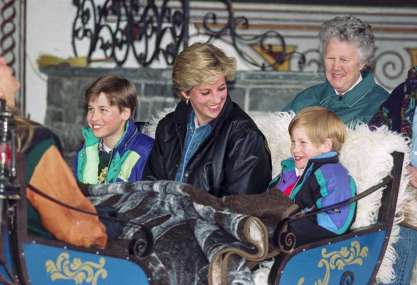 Księżna Diana, książę William i książę Harry, 30.03.1993, Austria 