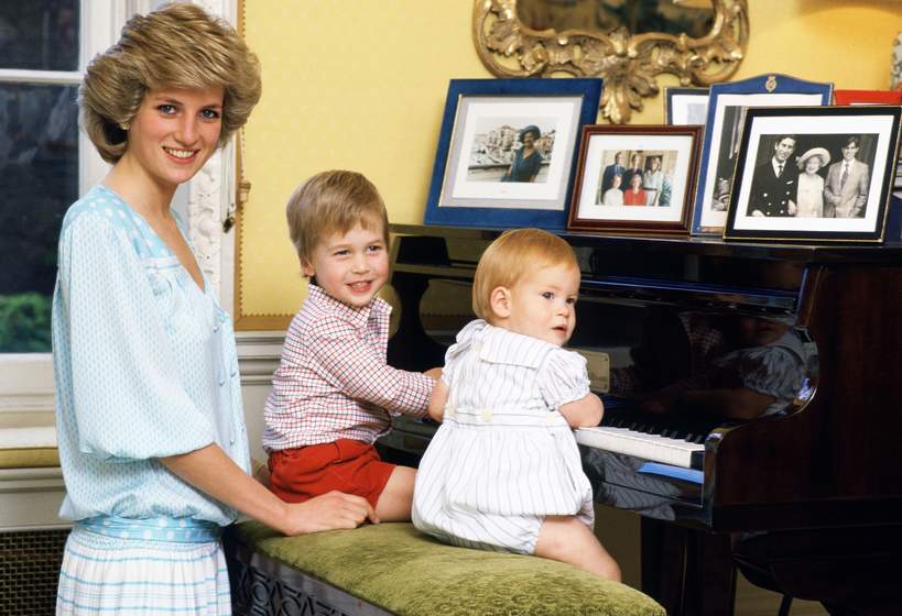 Księżna Diana z księciem Harrym i księciem Williamem, 4.10.1985 rok
